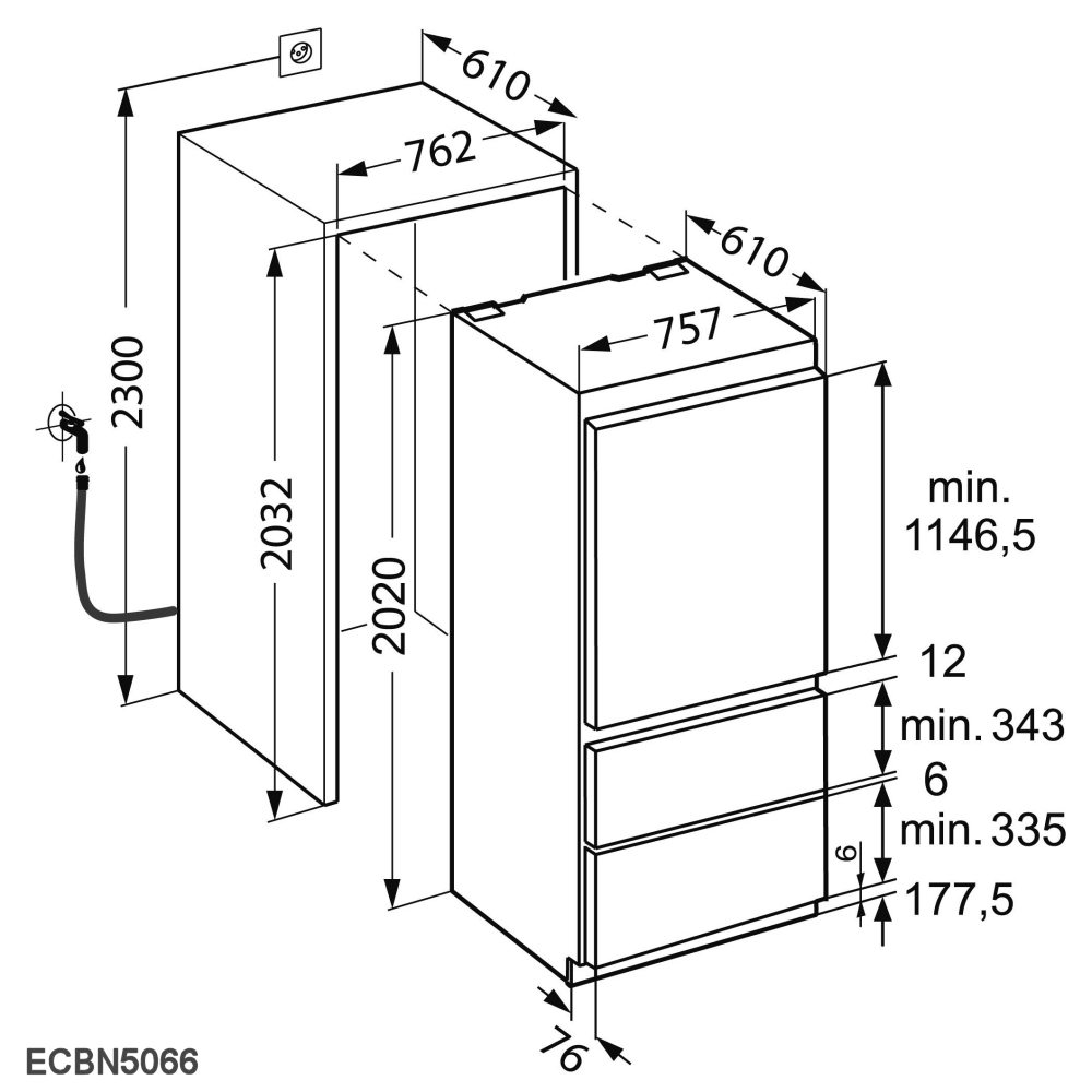 Liebherr ECBN5066 76cm Integrated Biofresh Fridge Freezer Right Hinged ...