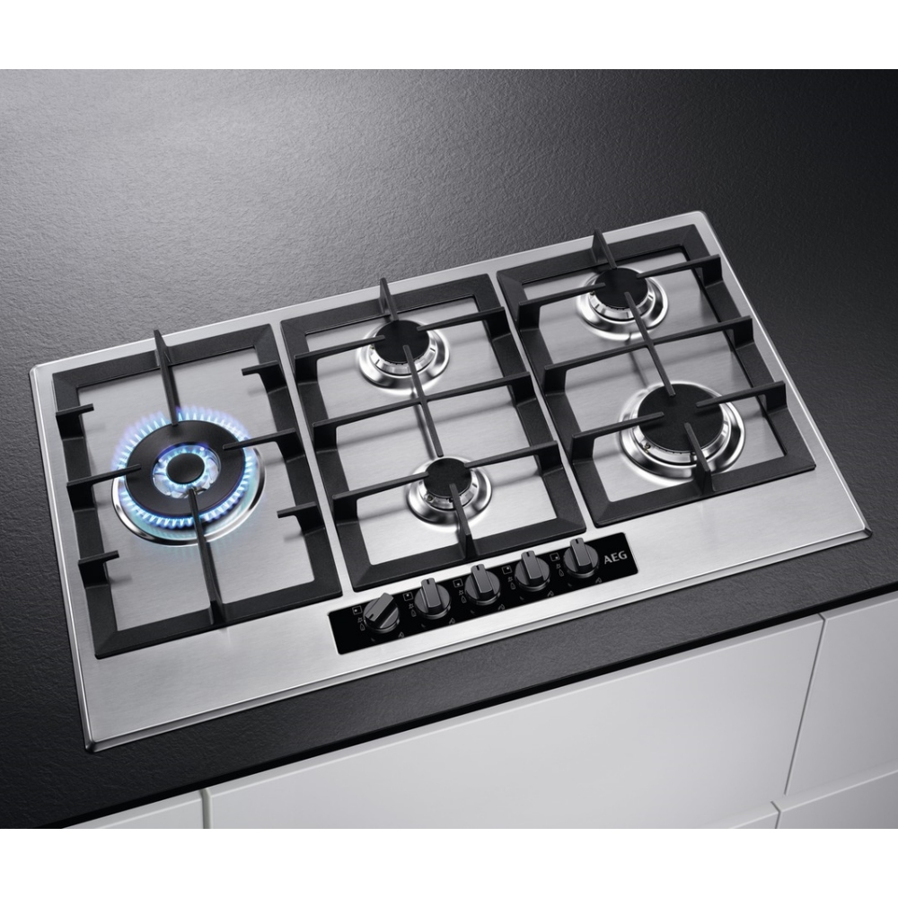 AEG HGB95520YM 86cm 5 Burner Gas Hob STAINLESS STEEL Appliance City