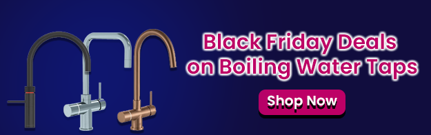 Text says: Black Friday deals on boiling water taps. Featuring a shop now button and images of three boiling water taps