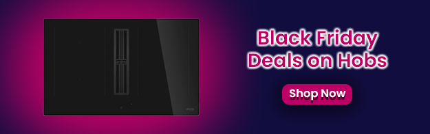 Text says: Black Friday deals on hobs. Featuring a shop now button and an image of a hob.