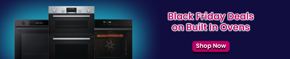 Text says: Black Friday deals on built in ovens. Features shop now button and images of 3 different ovens.